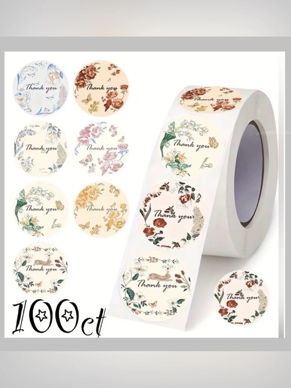 Thank You Design Stickers 100ct~ 1” (Boutique) ~NEW~ 2 For $12
